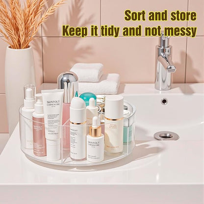 Lonian 360° Rotating Makeup Organizer, Adjustable Acrylic Cosmetic Storage, Cosmetic Organisers and Spinning Makeup Stand for Beauty Skincare