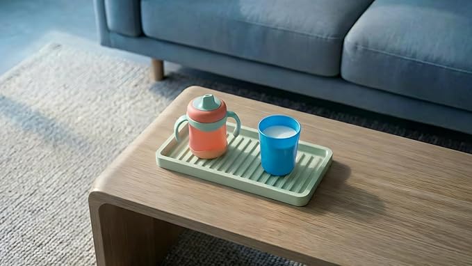 Silicone Sink and Surface Organizer Tray, Sponge Holder, Vanity Tray, Trivet, Heat Safe, Dishwasher Safe, for Bathroom and Kitchen Organization (Pistachio, 9"x3.5")