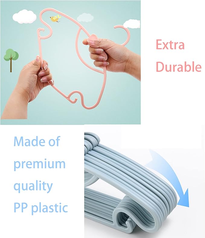 YYaaloa 60pcs Kids Clothes Hangers - Baby and Children's Plastic Infant Hangers - Very Durable for Toddlers (Style2 6 Colors)