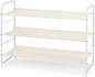 Simple Trending 3-Tier Stackable Shoe Rack, Expandable & Adjustable Fabric Shoe Shelf Storage Organizer, White