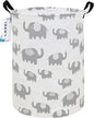 Round Elephant Laundry Basket,Collapsible Laundry Hamper for Nursery,Cute Elephant Toy Storage Bin for Kids,Waterproof Storage Basket for Home,Bedroom,Playroom,New Parent Gift(Grey Elephant)