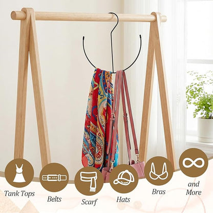 TIESOME 2 PCS Belt Hanger for Closet, 9.2in x 9in Stainless Steel Space Saving Organizer Hanging Tie Rack Hanger with Rubber Cover for Belt Ties Scarves Camisoles Hats Closet Organization