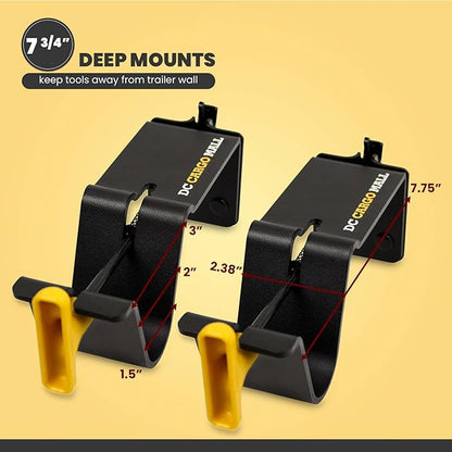 DC Cargo Mall E Track Tool Holder with Locking Handle – (2 Pack) Heavy Duty Weed Eater, Trimmer & Shovel Rack for Enclosed Trailers