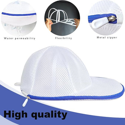 Hat Washer Cage for Washing Machine, Baseball Cap Washing Cage, Hat Cleaner for Flat and Curved Ball Caps (Fold Sapphire 1pack)