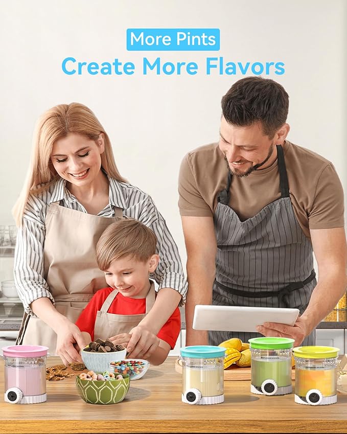 Creami Swirl Pints and Lids NC701 NC701C Compatible with Ninja Swirl CREAMi Ice Cream and Soft Serve Maker (NC700 Series), Food-grade & Dishwasher Safe, Creami Swirl Containers NC701, 4 Pack