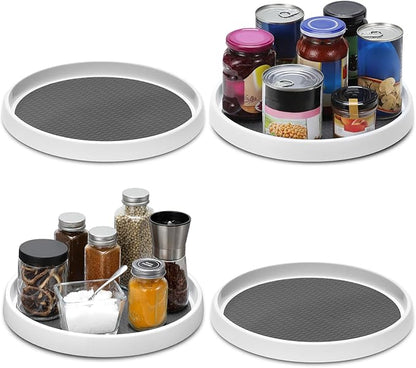 2 Pack, 12-Inch Non-Skid Lazy Susan Organizers - Turntable Rack for Pantry Organization and Storage, Kitchen, Fridge, Cabinets, Bathroom Makeup Vanity Countertop, Under Sink Organizing, Spice Rack