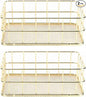 2Pcs Wire Mesh Baskets, 6.7 x 4.7 in Gold Desktop Metal Storage Basket Net Basket Storage Bins Iron Grid Storage Tray for Home Cosmetic Stationery