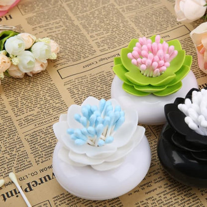 Bloss 4 Packs Lotus Qtip Holders Bathroom Organizer Accessories, Unique Bathroom Decor for cotton swabs, Toothpicks Holder Container - 1 Set 4 Colors
