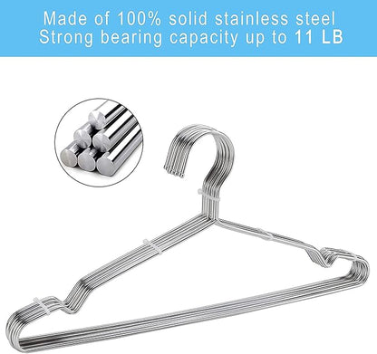 Seropy 30 Pack 16.5 Inch and 50 Pack 17.7 Inch Metal Clothes Heavy Duty Stainless Steel Coat Hangers with Anti-Slip Notch