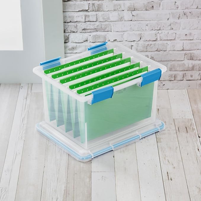 Sterilite 4-Pack Gasket Box, Weather-Resistant Storage Bins with Latching Lids, 32 Quart - Heavy-Duty Organizing Containers for Closet, Bathroom, and Office