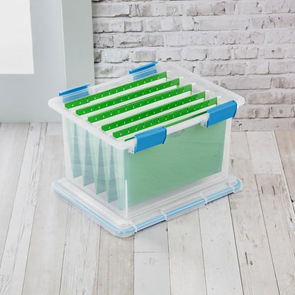 Sterilite 4-Pack Gasket Box, Weather-Resistant Storage Bins with Latching Lids, 32 Quart - Heavy-Duty Organizing Containers for Closet, Bathroom, and Office