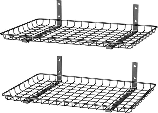 EVERHANGER Garage Wall Shelves 12x24 Inch, Wall Mounted Storage Shelf, Metal Shelf Rack, Heavy-Duty Shelf Organizer 2 Pack, Black