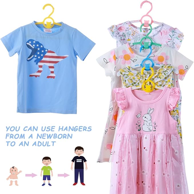Baby Hangers for Nursery Closet 80 Pack Plastic Kids Clothes Hanger Space Saving Non Slip Extendable Toddler 11-14” Adjustable Hangers Heavy Duty Clothing Infant Hanger Bulk, Pink