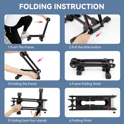 Foldable Bike Stand for Garage, Portable Bicycle Storage Rack, Adjustable Floor Stand for Road & Mountain Bikes, Holds up to 2.4" Tire Width, Space-Saving Design