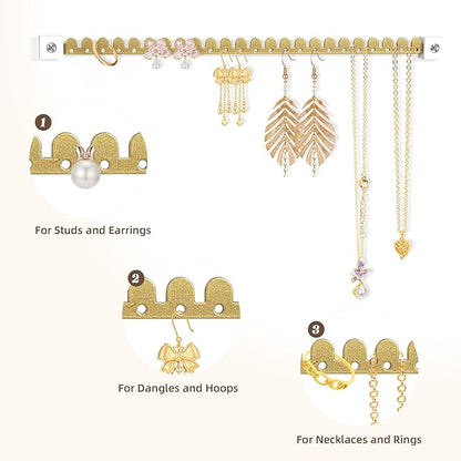 Earring Organizer Wall Mounted 2 Pack Earring Holder Hanging Jewelry Organizer Display for Stud/Hoop/Dangle Earring Necklace Bracelet Ring