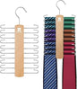 ZEDODIER Wooden Tie Rack, Tie Hanger for Men Closet, 20 Storage Capacity, Non-Slip Rotatable Tie Organizer, Hanging Space Saving Holder, Natural