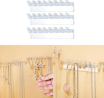Wall Mounted Acrylic Necklace Organizers Wall Mounted Jewelry with Hooks for Necklaces Bracelets and Rings Bedroom Jewelry