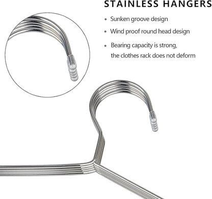 OIKA 30 Pack Heavy Duty Stainless Steel Hangers, Space-Saving Silver Clothes Hangers for Coats, Dresses, Shirts, Slacks with Non-Slip Groove Design, Ideal for Closet/Dorm/Laundry/Outdoor Use