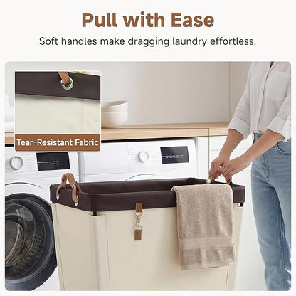 StorageWorks 210L Laundry Basket with Wheels, Extra Large Rolling Hampers for Clothing Organizer, Dirty Clothes Basket for Hotel, Home, Closet, Dorm, Beige