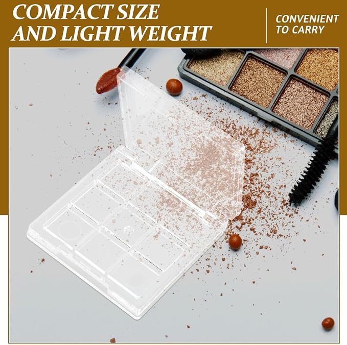 NOLITOY 2pcs Compact Transparent Empty Eyeshadow Box 9-Color Diy Refillable Makeup Palette Travel-Friendly Cosmetic Container 2.56 Inches