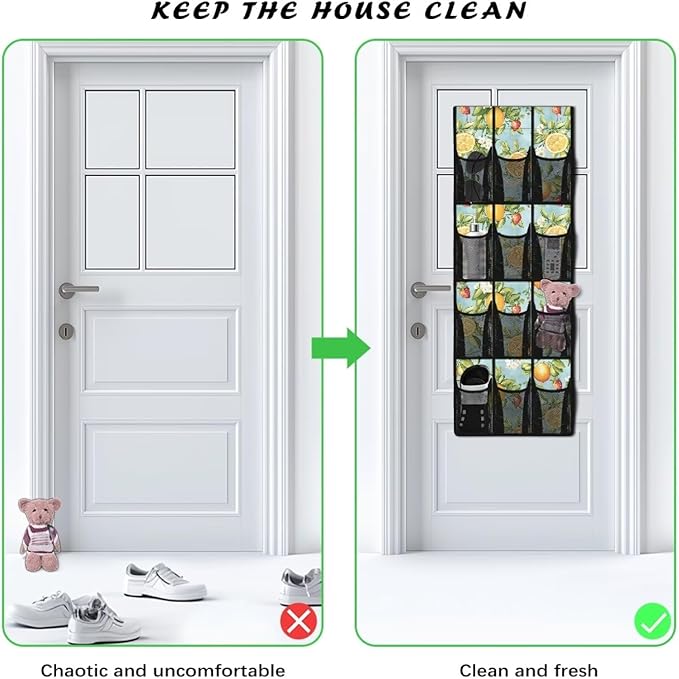 Lemon Over the Door Shoe Organizer,Behind Door Shoes Hang Holder Rack,Hanging Shoe Storage Hanging Bag Space Saver
