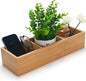 Bamboo Bathroom Basket, Wood Toilet Tank Basket, Wooden Storage Box with 3 Compartments for Bathroom Organizer (14.6 x 4.7 x 3.1 inch)
