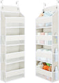 Yecaye Over the Door Organizer, 35.2lbs Load Toy Stuffed Animal Storage, Bathroom Organizers and Storage for Nursery Newborn Baby Essential Stuff Dorm Room Essentials, Cream White 4 Tier