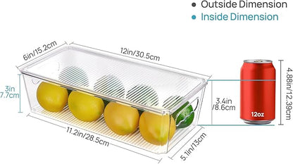 Vtopmart 12pcs Clear Organizers and Storage Bins with Lids, Stackable Plastic Storage Containers with Handles for Fridge, Freezer, Pantry, Cabinet, Kitchen Organization