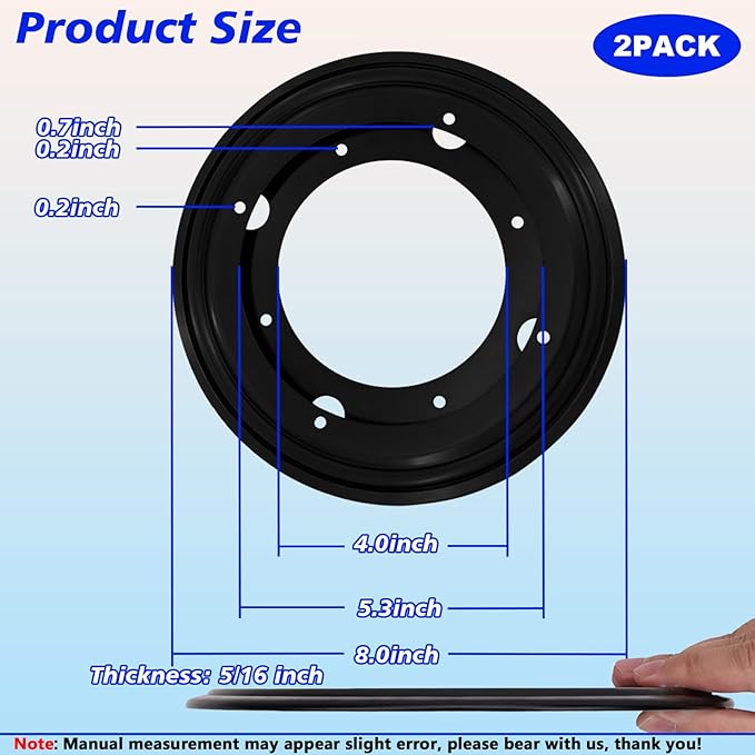 2 Packs 8'' Lazy Susan Hardware, Heavy Duty 5/16''Thick Turntable Bearing Swivel Pate for Rotating Table, Book Case, Serving Tray, Corner Shelves, Kitchen, DVD Tower, Shoe Rack, Black