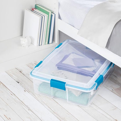 Sterilite 8-Pack Gasket Box, Weather-Resistant Storage Bins with Latching Lids, 37 Quart - Heavy-Duty Organizing Containers for Closet, Bathroom, and Office