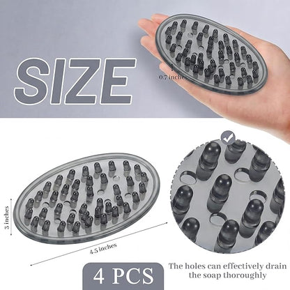 4 Pcs Plastic Soap Holder Soap Dish Bar Saver Tray with Holes Sponge Holder for Kitchen Bathroom Shower Counter, 4.5 x 3 x 0.7 Inches (Light Gray)