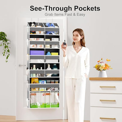 Over the Door Hanging Organizer - Hanging Closet Organizer and Storage with Large Pockets, Swing-proof Behind The Door Organizer for Bathroom Nursery Room Essentials (Grey, 1 Pack - Extra Large)