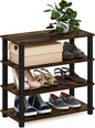 Furinno Turn-S-Tube 4-Tier Shoe Rack, Amber Pine/Black