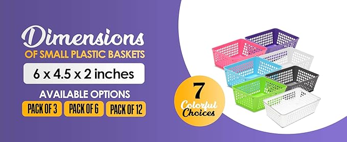 YBM HOME 3-Pack Plastic Storage Baskets Bins for Home Junk Drawer, Shelves, and Office Organization, Functional Trays/Containers Great for Kitchen Pantry, Cabinets, Bedrooms, and Bathrooms, Clear