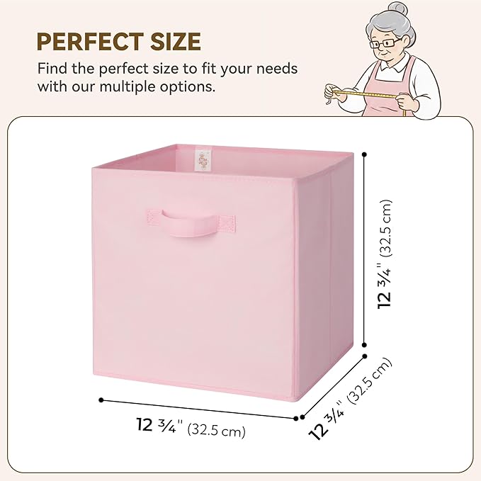 GRANNY SAYS Cube Storage Bins, 13x13 Cube Storage Organizer, Fabric Collapsible Storage Bins with Handle, Storage Cubes for Shelves, Closet, Pink Gradient, 6-Pack