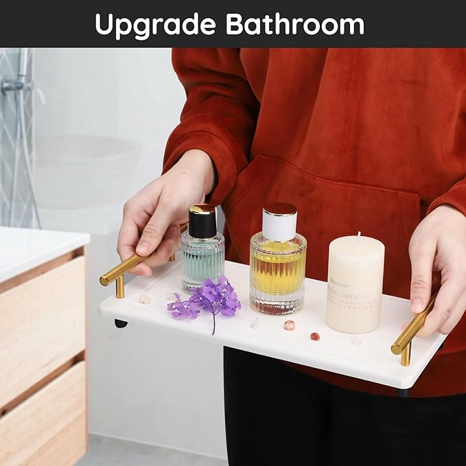 Segbeauty 12x6in Water Absorbing Stone Tray for Countertop, Fast Drying Stone Diatomaceous Earth Tray, Instant Drying Stone Tray for Kitchen Counter, Quick Dry Large Bathroom Counter Tray Soap Holder