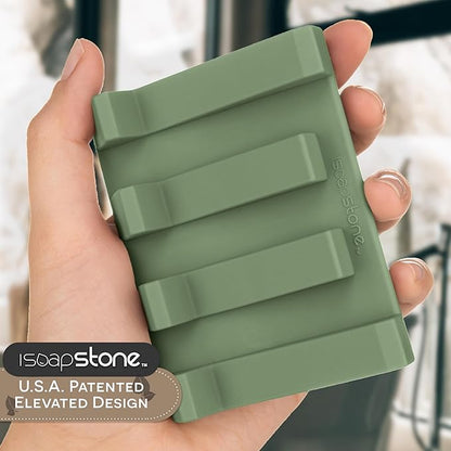 Silicone Soap Dish (USA Patented) Self Draining Bar Soap Holder for Shower Bathroom Sink, Drying Soap Dish Tray Kitchen Sponge Holder Easy Cleaning Soap Saver Mat (Eco Green, 1)