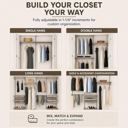 Closet Culture by Knape & Vogt 5.25 in. H x 23.50 in. W x 17.00 in. D Champagne Nickel Shoe Rack Kit for Closet System, 0335-SRK-CN