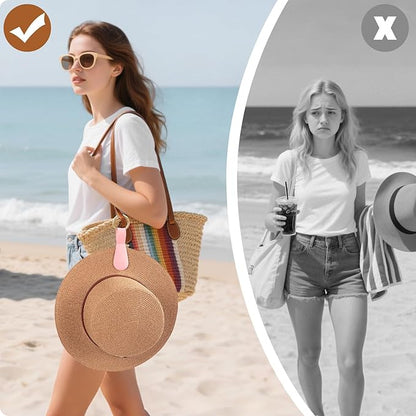 Fikoksol Magnetic Hat Clip for Travel on Bag, Silicone Hat Holder for Tote Beach Bag, Hand Free Strong Magnet Purse Hook Cowboy Hat Hanger Carrier for Travel Vacation Essentials Accessories