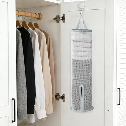 Hanging Sock Storage Bag,Wall Mount Multifunctional Bag,Sock Underwear Organizer,Hanging Closet Organizer,Saver Kitchen Storage Holder for Storing Socks Ties Plastic Bag 3PCS (Grey)