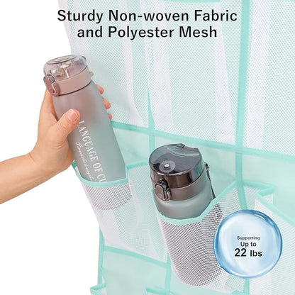 F-color 16-Pocket Hanging Organizer - Over the Door Shoe Organizer, Cruise Essentials for Cabin & RV, Breathable Mesh Storage Pockets, Space Saving Hanging Storage Holder with 4 Sturdy Metal Hooks