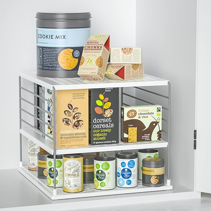 Upgraded Cabinet Organizers - Divided Compartment Holder for Plastic Bag, Wrap, Foil, Snack and Box - Kitchen Organization Under Sink Storage Suitable