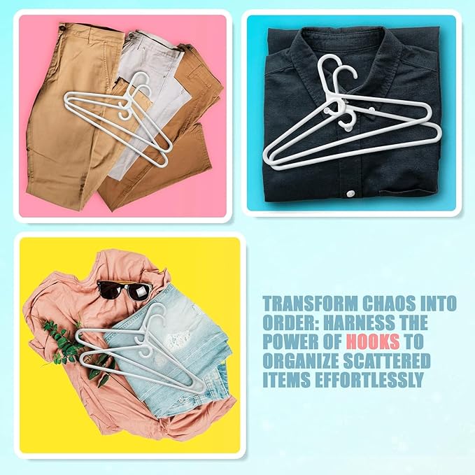 DEILSY™ Heavy Duty Plastic Hangers 30 Pack - Extra Heavy Duty Hangers for Clothes, Thick White Plastic Hangers, Strong Clothes Hangers with Hook for Scarves & Belts