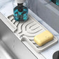 Sponge Holder for Kitchen Sink, Dish Sponge Holder & Soap Tray with Drain, Bathroom Sink Sponge Drying Rack & Perfect Organizer for Dispenser,Bottle,Cup on Sinks or Counter (10"x 4"Cream)