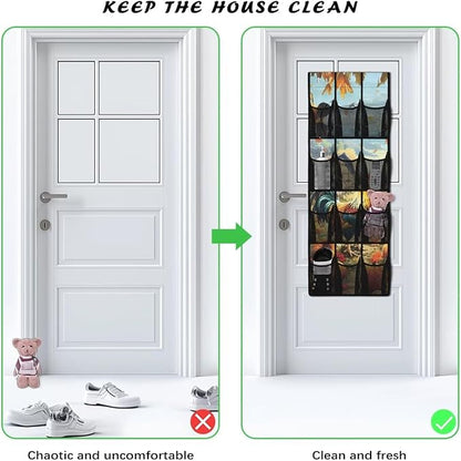 Roosters 12-Pocket Door Organizer - Breathable Mesh Design for Shoes, Accessories - Ultra-Lightweight & Foldable
