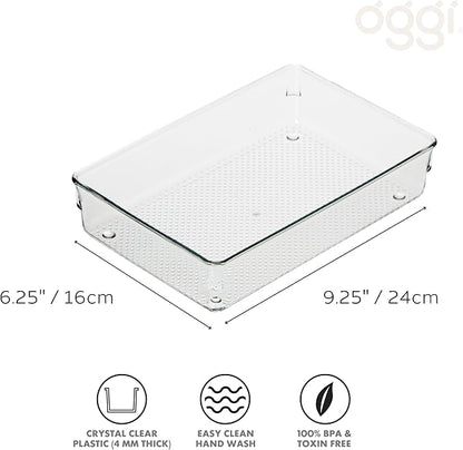 Oggi Clear Drawer Organizer | 6" X 9" | Pack of 2 | For Kitchen & Office | Utensil Storage