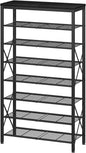 8 Tier Shoe Rack for Closet, Tall Shoe Storage for 32 Pairs, Adjustable Shoe Organizer for Front Door Entrance Bedroom Garage, Black