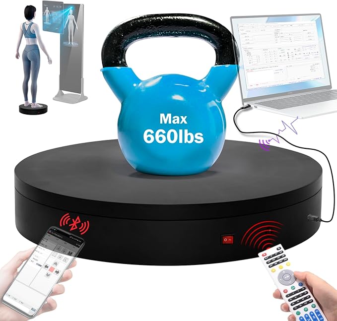 19.7In Large Programmable Motorized Electric Turntable Command-Controlled Rotating Platform Secondary Development Motorized Electric Lazy Susan for Human Body Scanning with USB/Bluetooth API