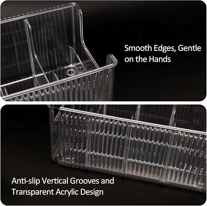 Clear Belt Organizer Extendable, 2 Pack Acrylic Belt Storage Holder with Adjustable Dividers, Belts Storage Container for Drawer and Closet Organization
