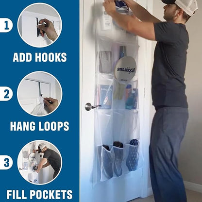 Large Mesh Over-the-Door Organizer – 15-Pocket Hanging Storage for Cruise, Home, Closet, or Bathroom (24"x60")